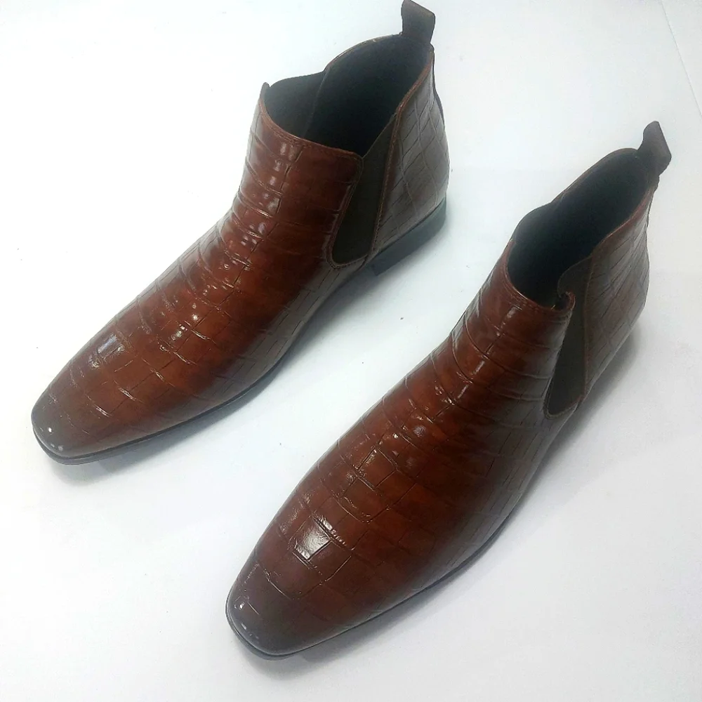 Elegant Brown Leather Men's Shoes Size 48 NWNB